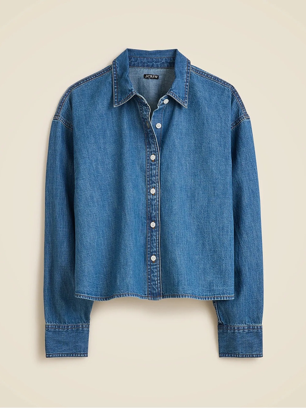 J. Crew Étienne cropped button-up shirt in chambray